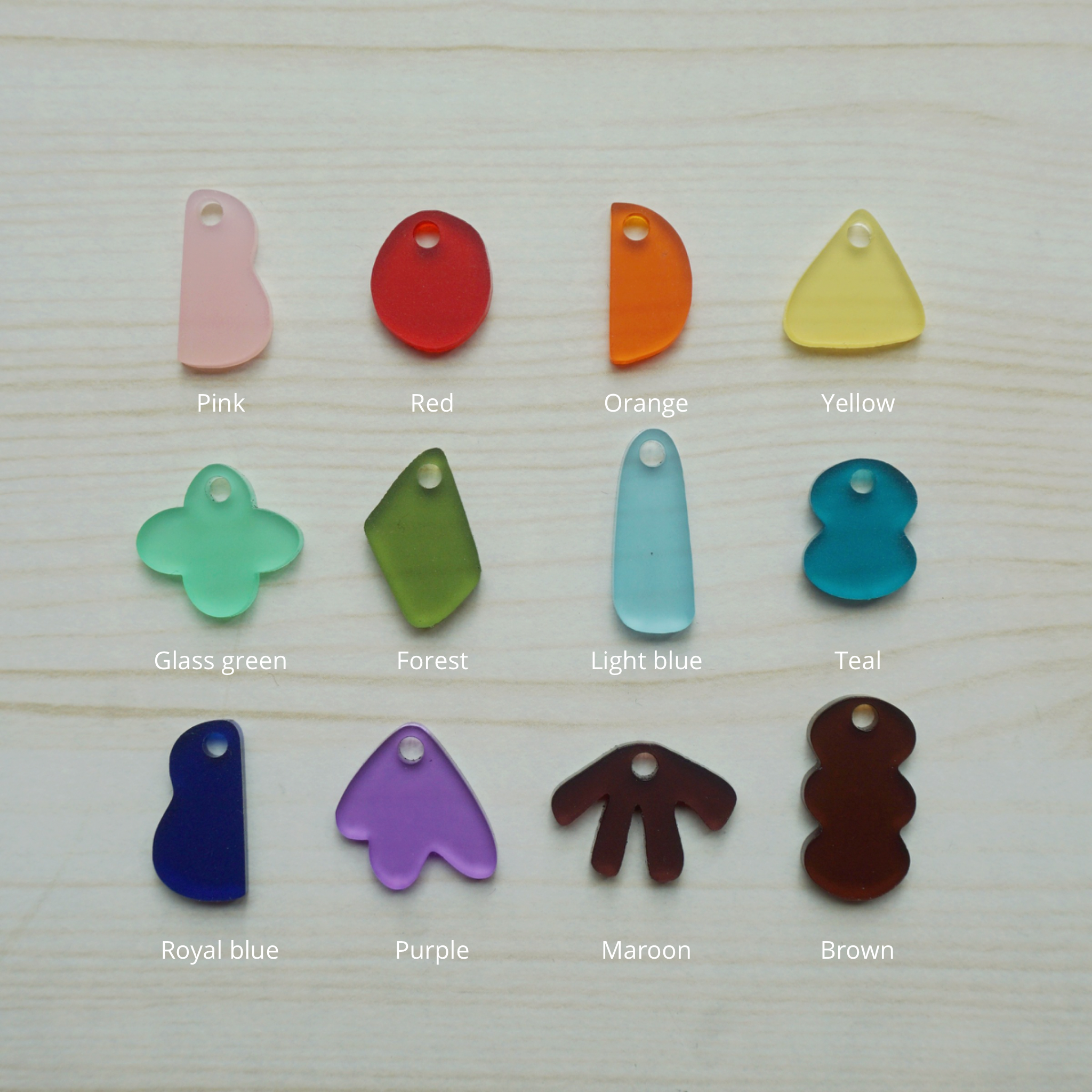 Tiny shapes (12 different) pendants
