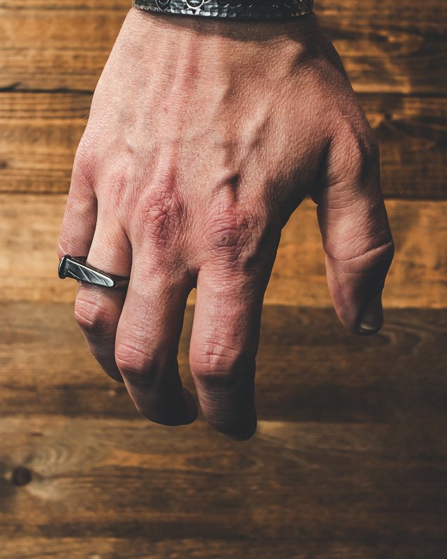 Jernhest - Sern Ring - Antique Silver - Forged Nail - 2