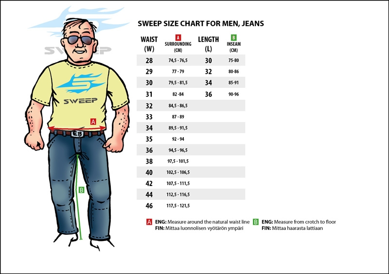- Måttabell Sweep Jeans herr