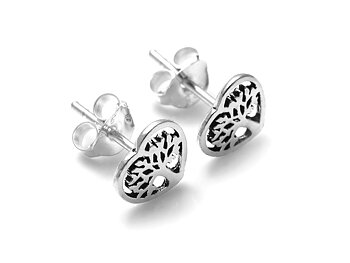 Livets Träd Hjärta Örhängen i Äkta 925 Silver, Kunskap Örhänge, Visdom Accessoar, Evigt Liv Smycke