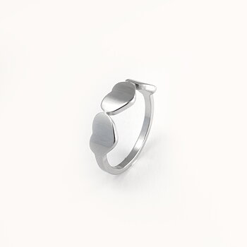 Blank ring med tre hjerter i 316 stål - 2 (6) mm bred