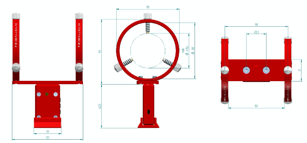 PRIMALUCELAB KIT FÖR ANSLUTNING AV 60 MM GUIDETELESKOP PÅ ECCO2 - 3