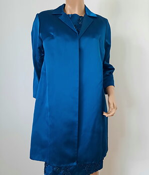 Blå 1960-tals kappa / lång kavaj ca storlek S, Vintage