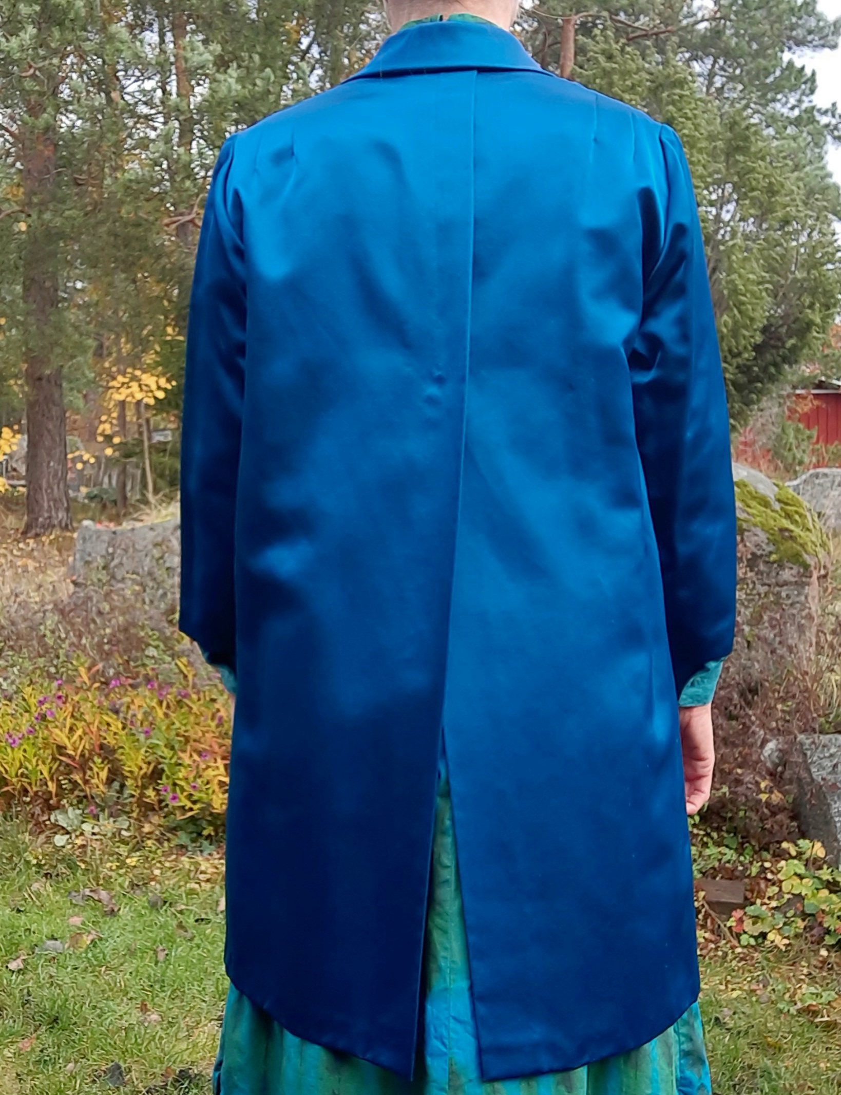 Blå 1960-tals kappa / lång kavaj ca storlek S, Vintage - 5