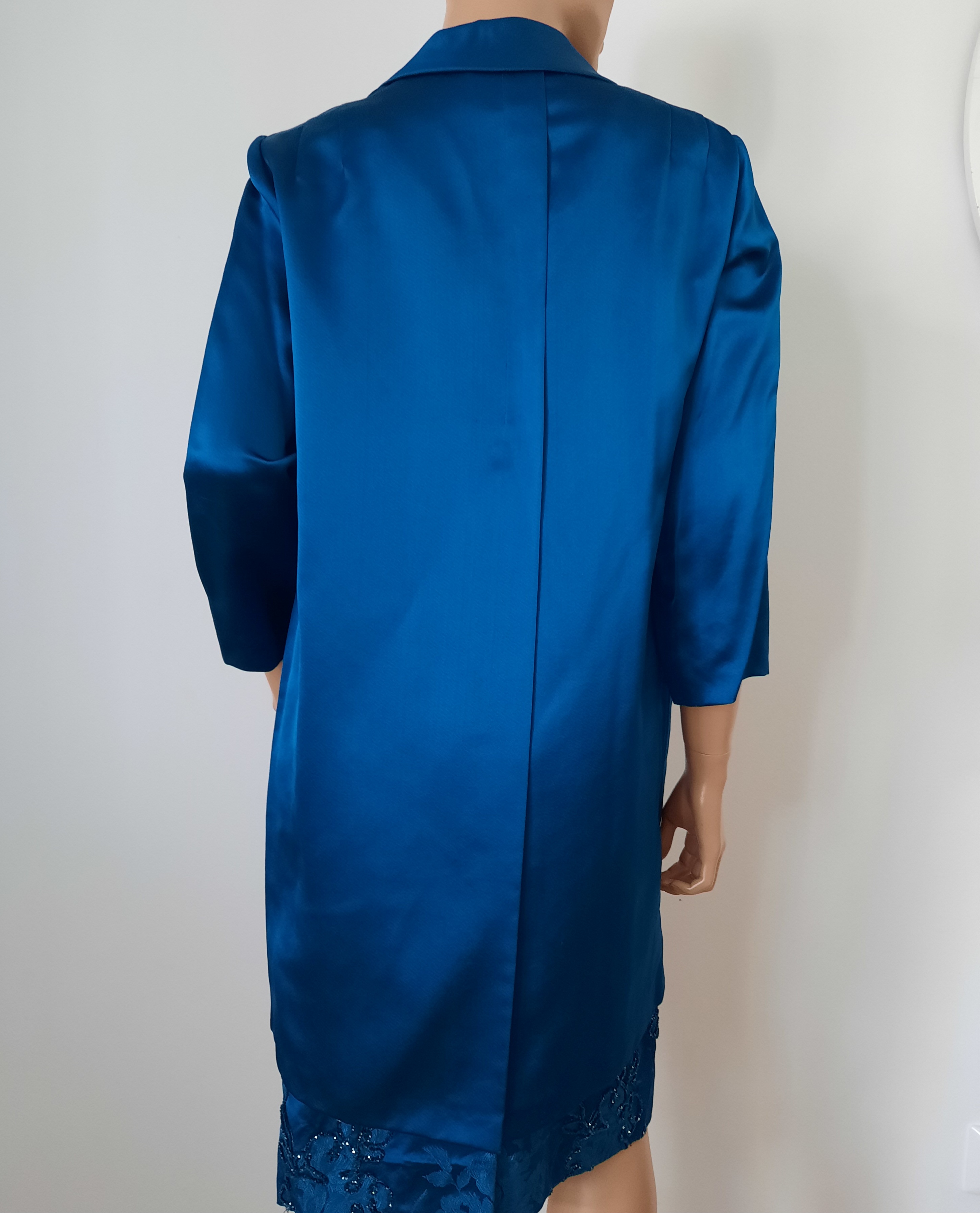 Blå 1960-tals kappa / lång kavaj ca storlek S, Vintage - 12