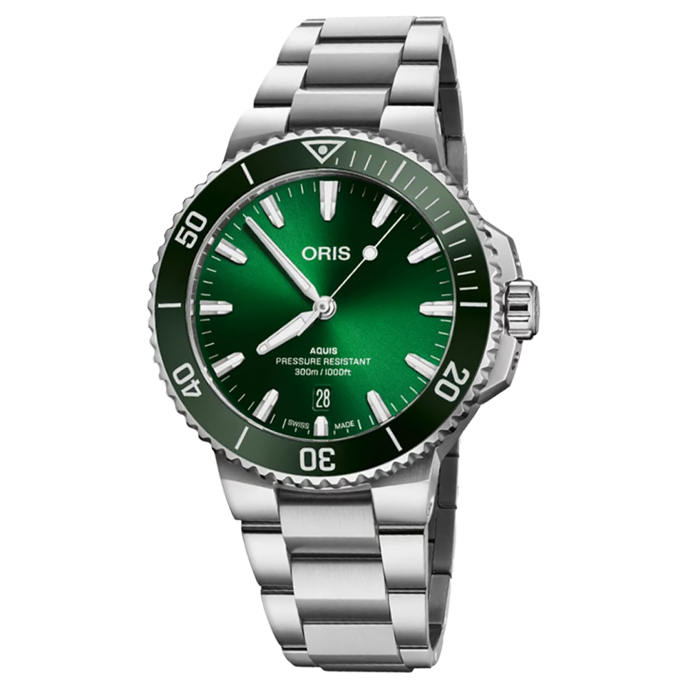 01 733 7787 4157-07 8 22 04PEB Oris Aquis Date 41,5 grön