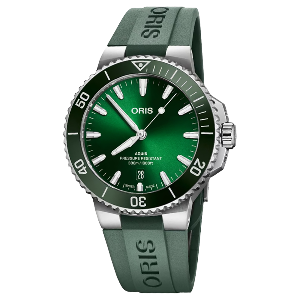 01 733 7787 4157-07 4 22 37FC Oris Aquis Date 41,5 grön