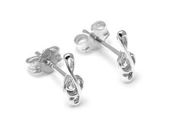 G-klav Örhängen i Äkta 925 Silver, Musiknoter Örhänge, Musiker Accessoar, Not Smycke