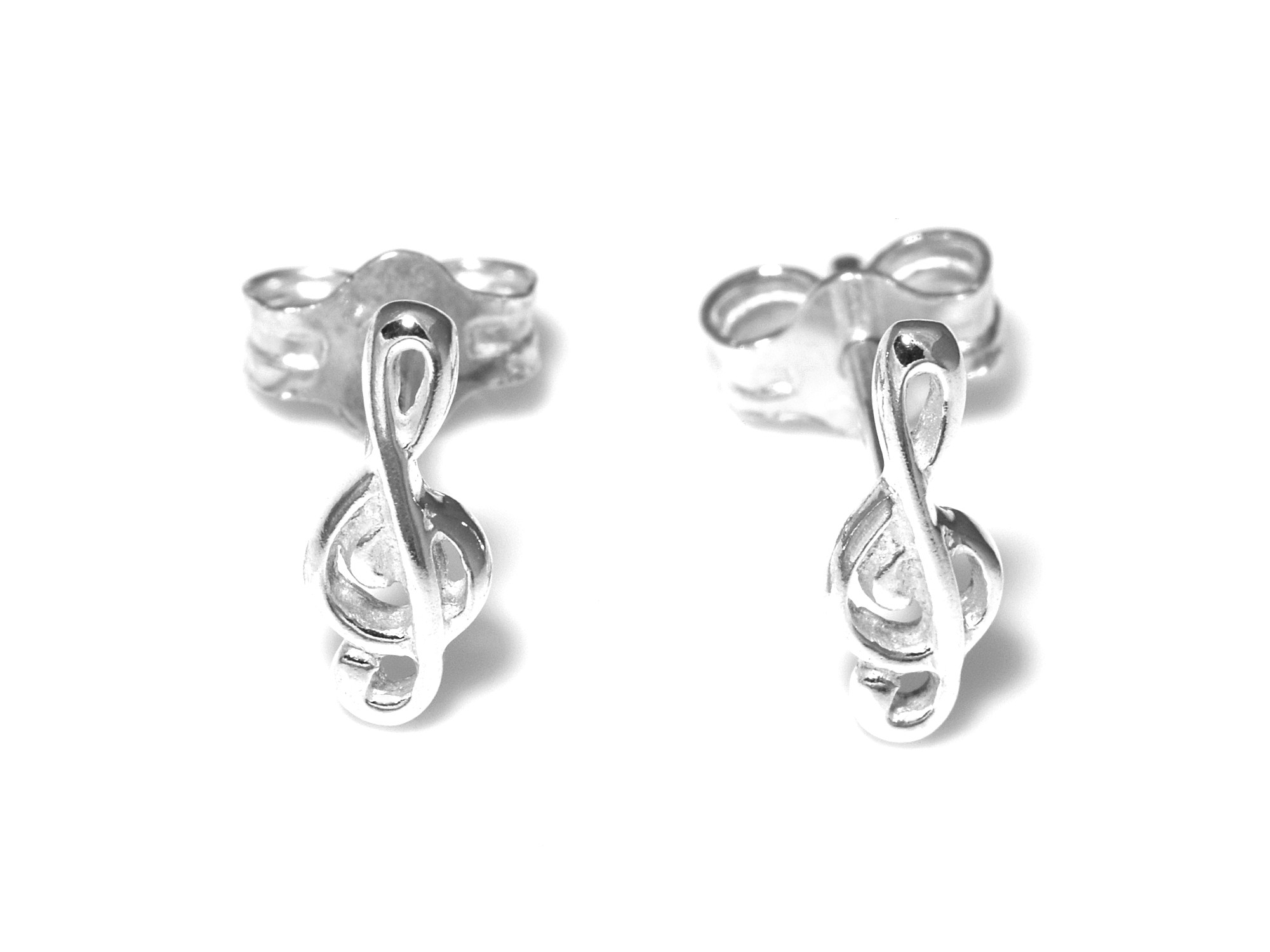 G-klav Örhängen i Äkta 925 Silver, Musiknoter Örhänge, Musiker Accessoar, Not Smycke - 2