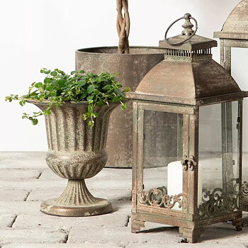 Kruka urna Jugend antik plåt art deco shabby chic lantlig stil Gårdsromantik