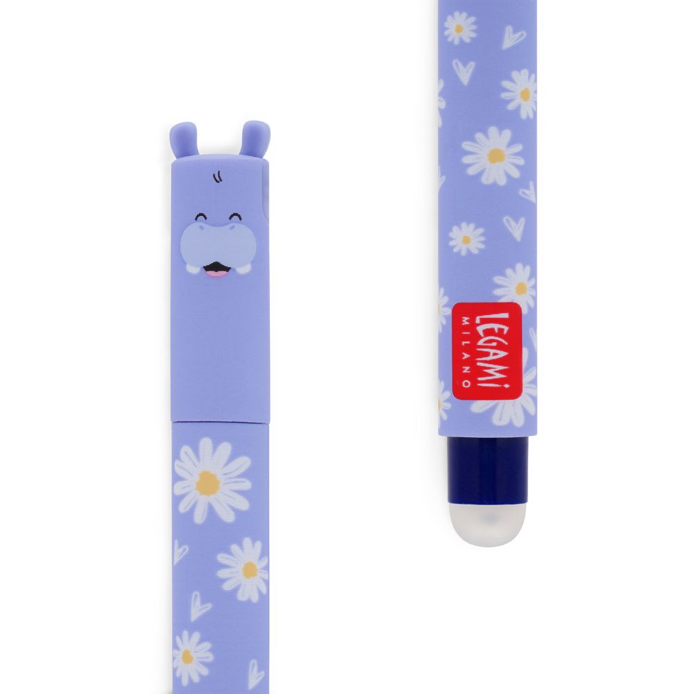 Erasable gel pen, Hippo, blå, gelpenna med utsuddbart bläck - 4