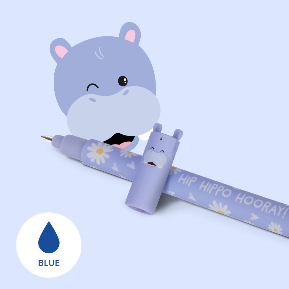 Erasable gel pen, Hippo, blå, gelpenna med utsuddbart bläck - 3
