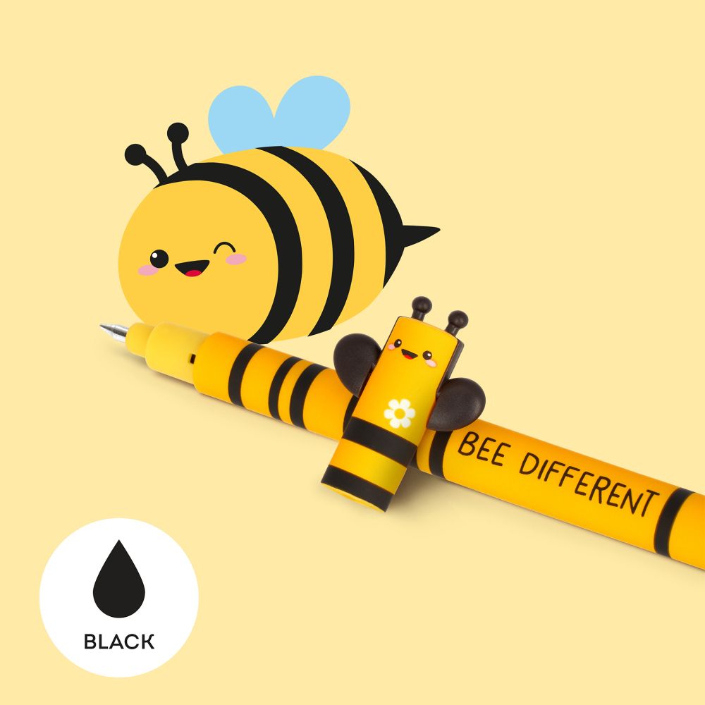 Erasable gel pen, Bee, svart, gelpenna med utsuddbart bläck - 3
