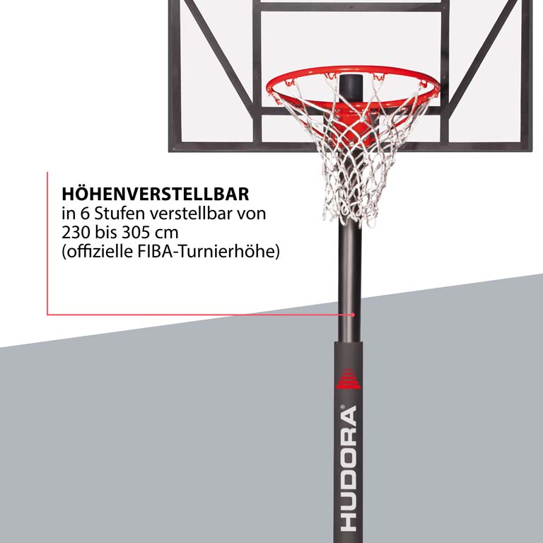 Hudora basketkorg COMPETITION PRO, portabel höjdjusterbar basketställning - 3