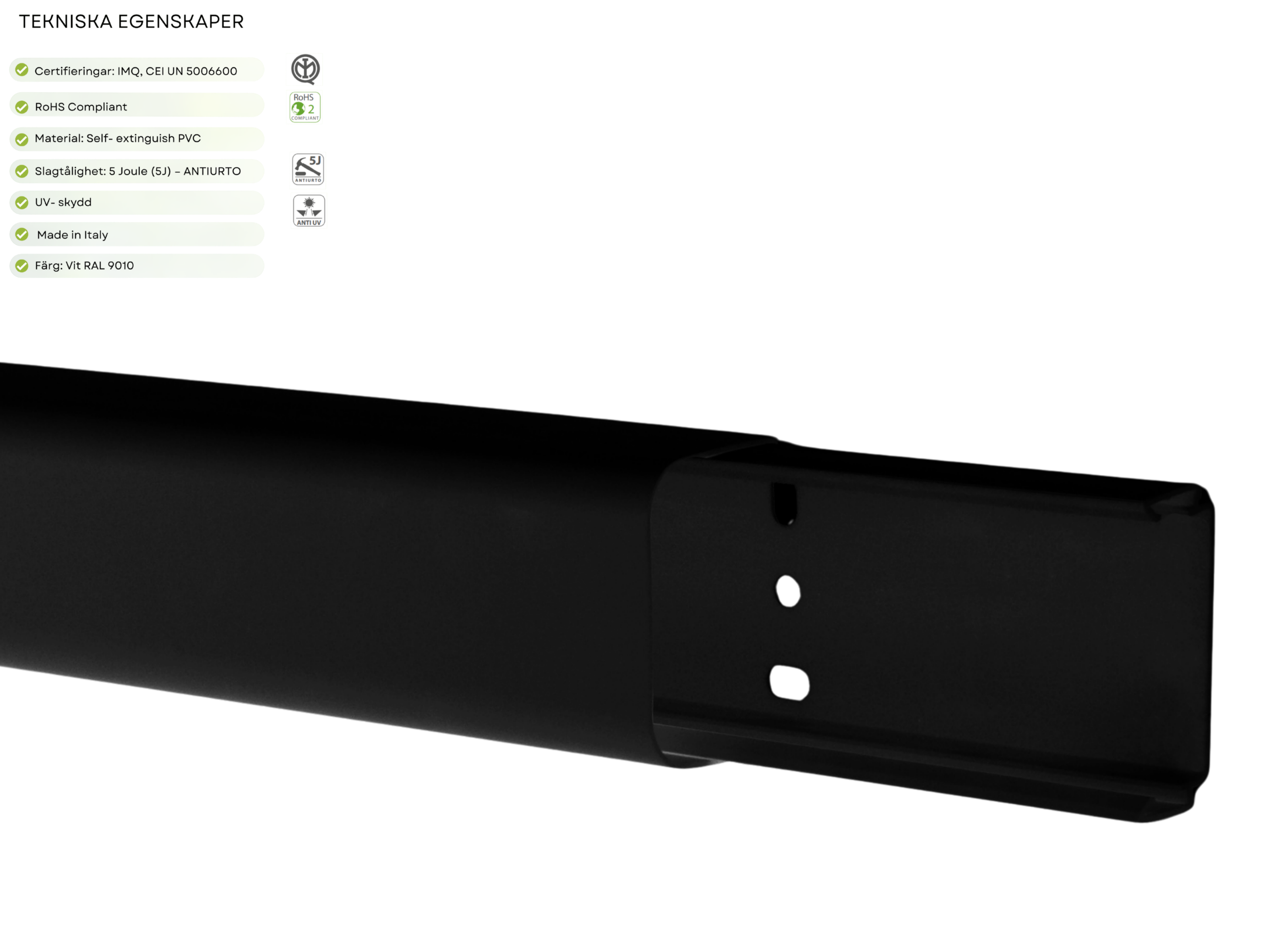 Kanal 80x60 mm svart - 16 meter