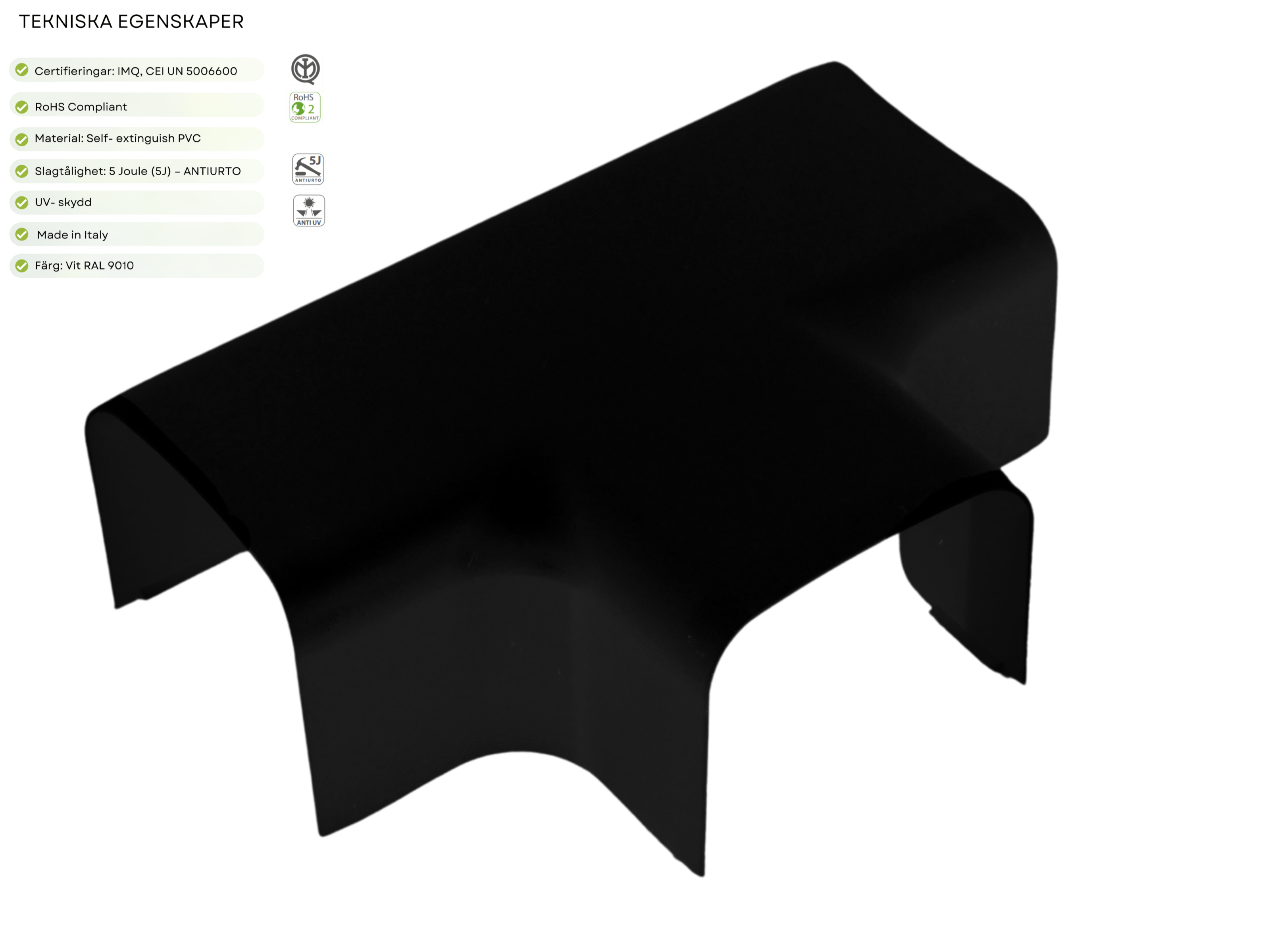 T-stykke 80x60 Sort