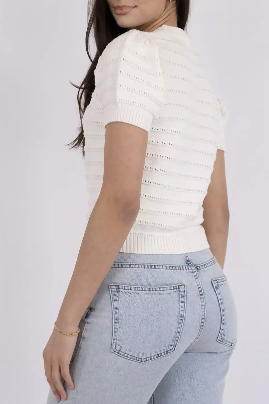 Neo Noir - Sidra Stitch Solid Knit Blouse Off White - 2