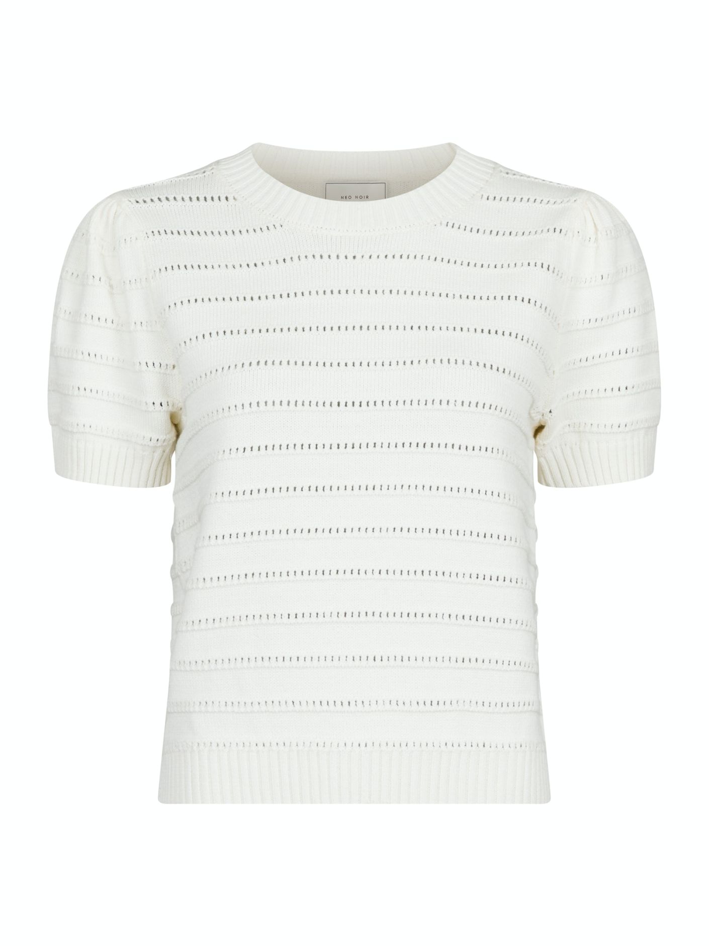 Neo Noir - Sidra Stitch Solid Knit Blouse Off White - 4