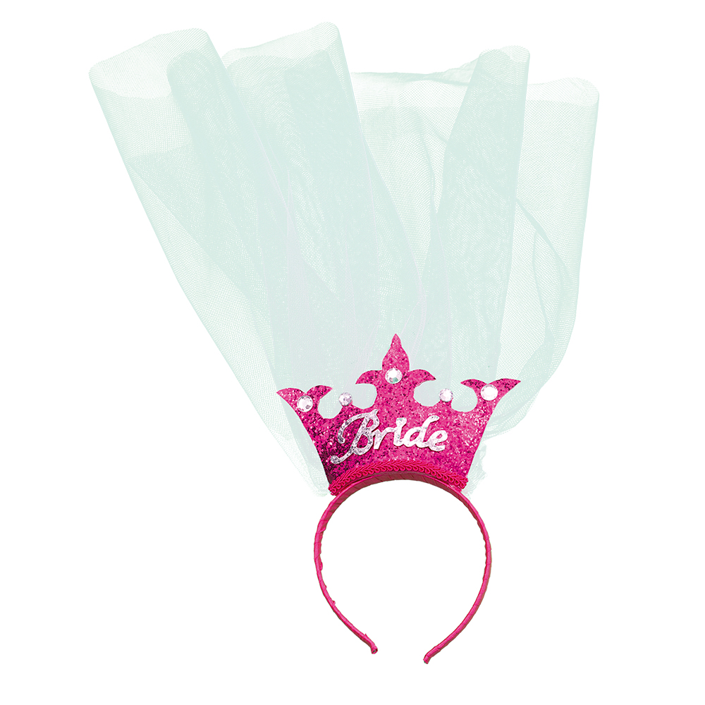 Pink Bride To Be Crown With Veil 