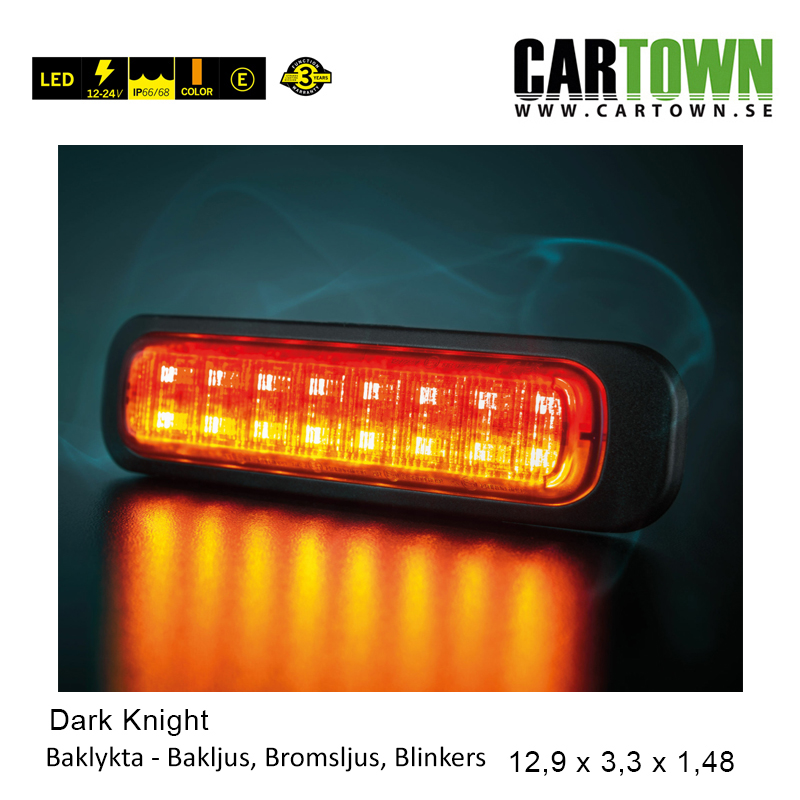 Baklykta, Bakljus, broms och blinkers, Dark Knight Led, E-Märkt 1st