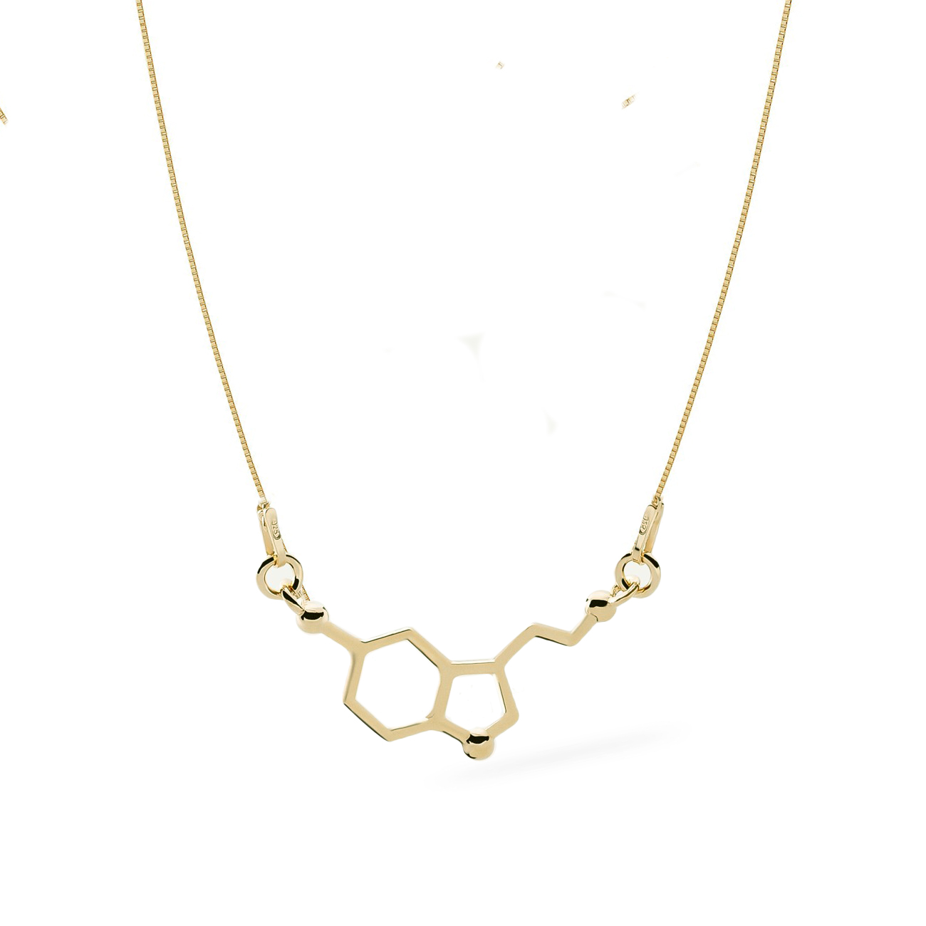 Gold-Plated Serotonin Molecular Pendant