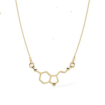Gold-Plated Serotonin Molecular Pendant