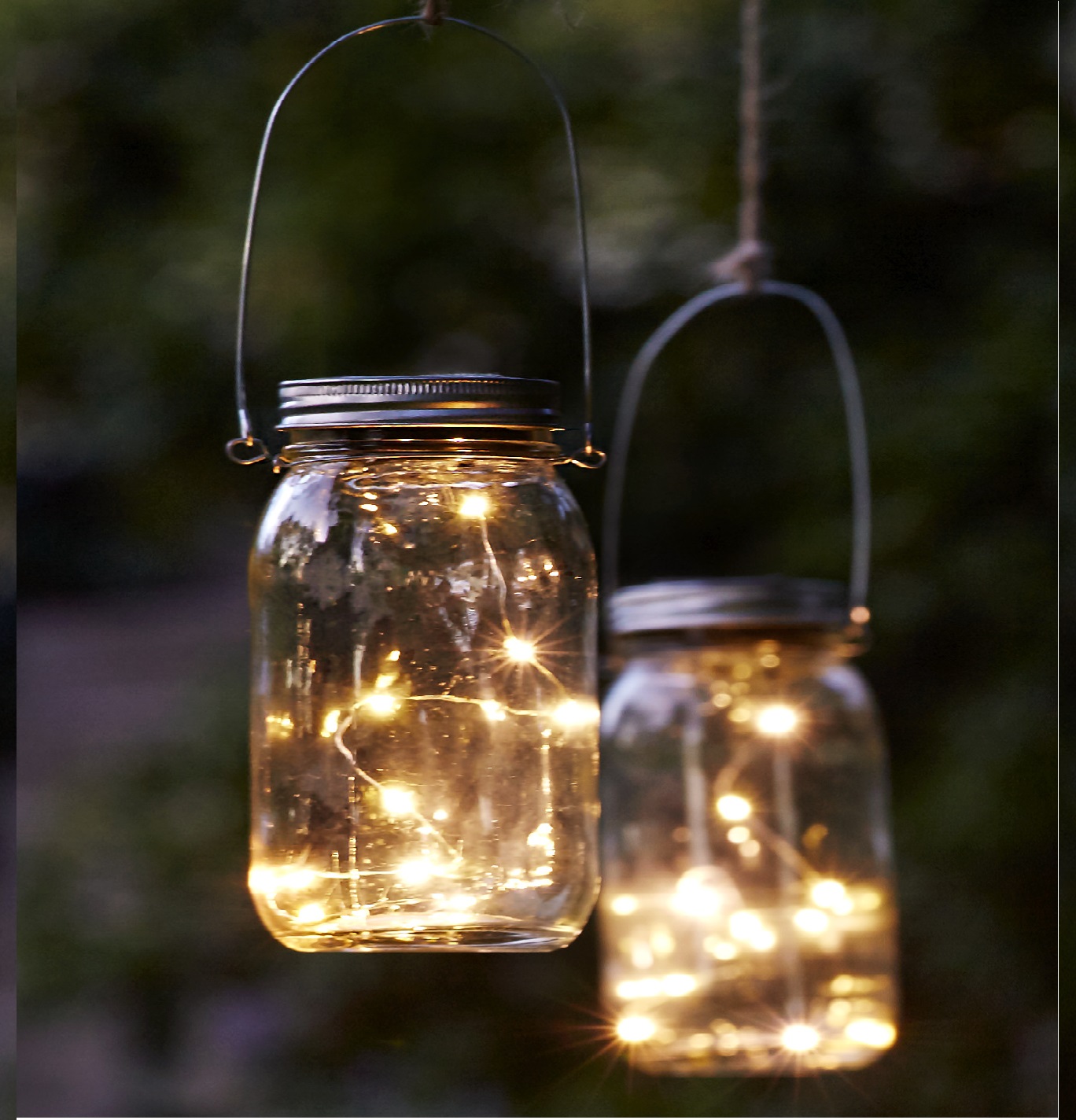 2 st solcellslampor glasburk med slinga 13 cm
