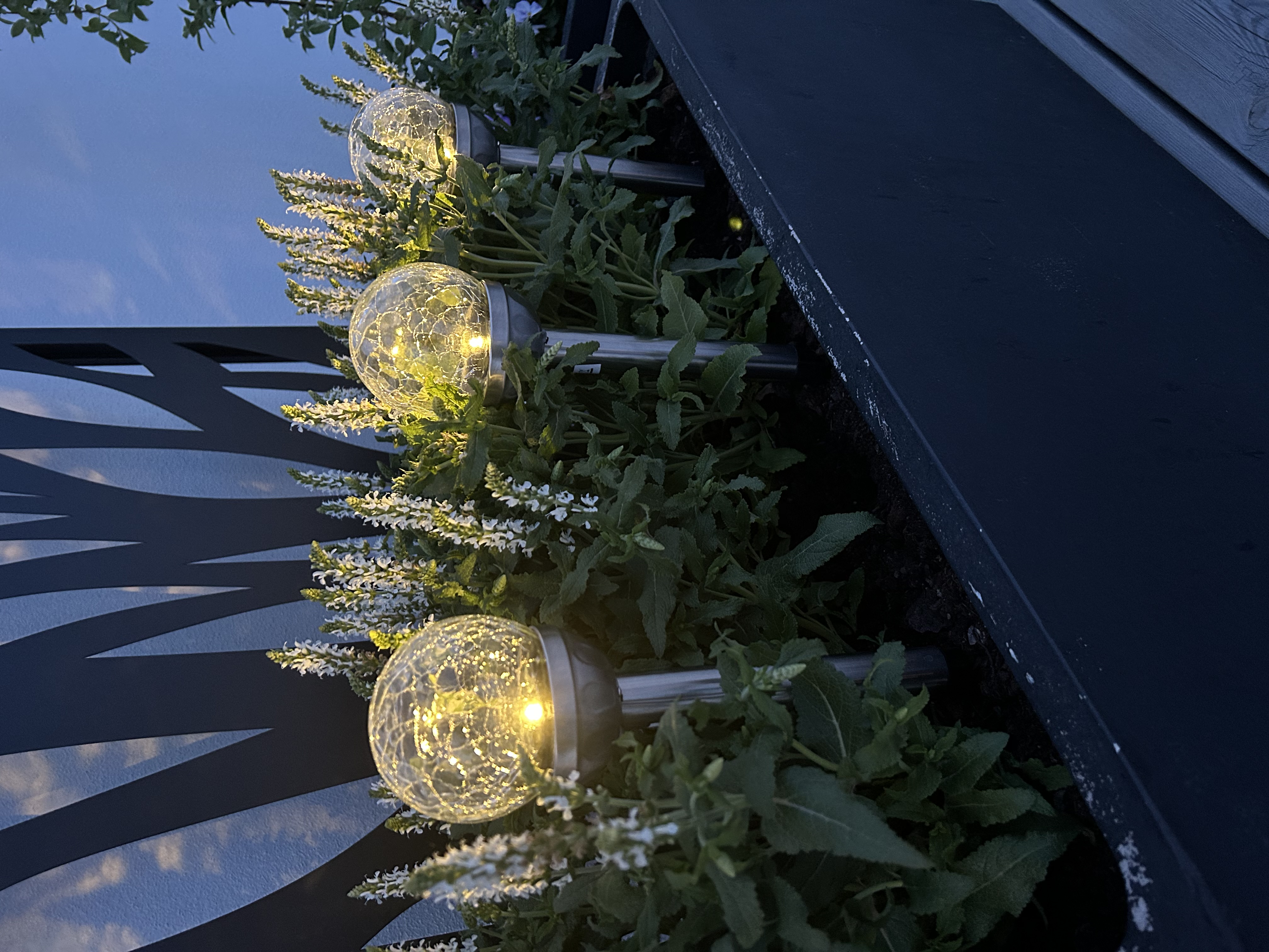 3-p solcellslampor Shiny med krackelerat glas 35 cm