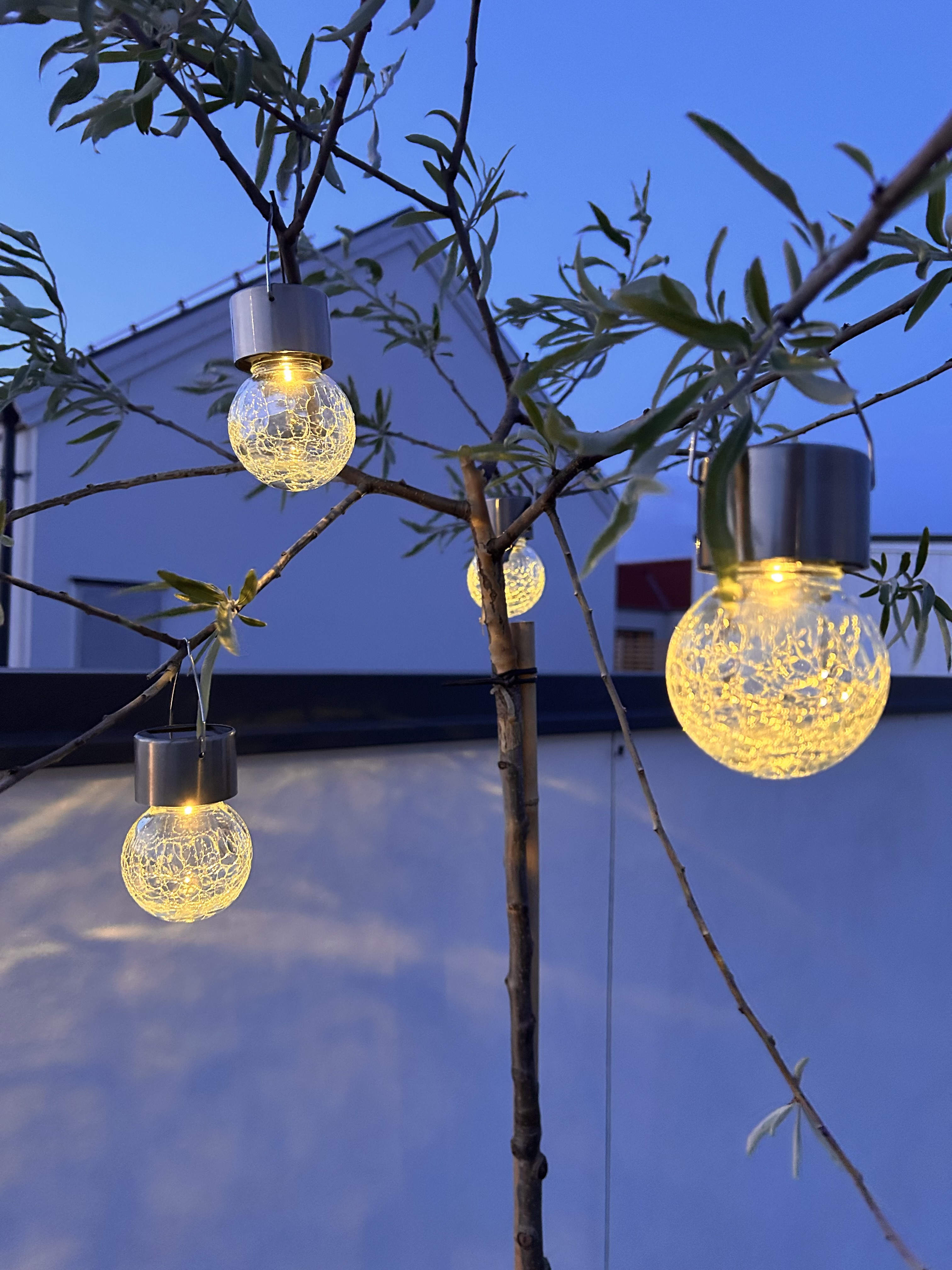 4-p solcellslampor Shiny med krackelerat glas 6 cm