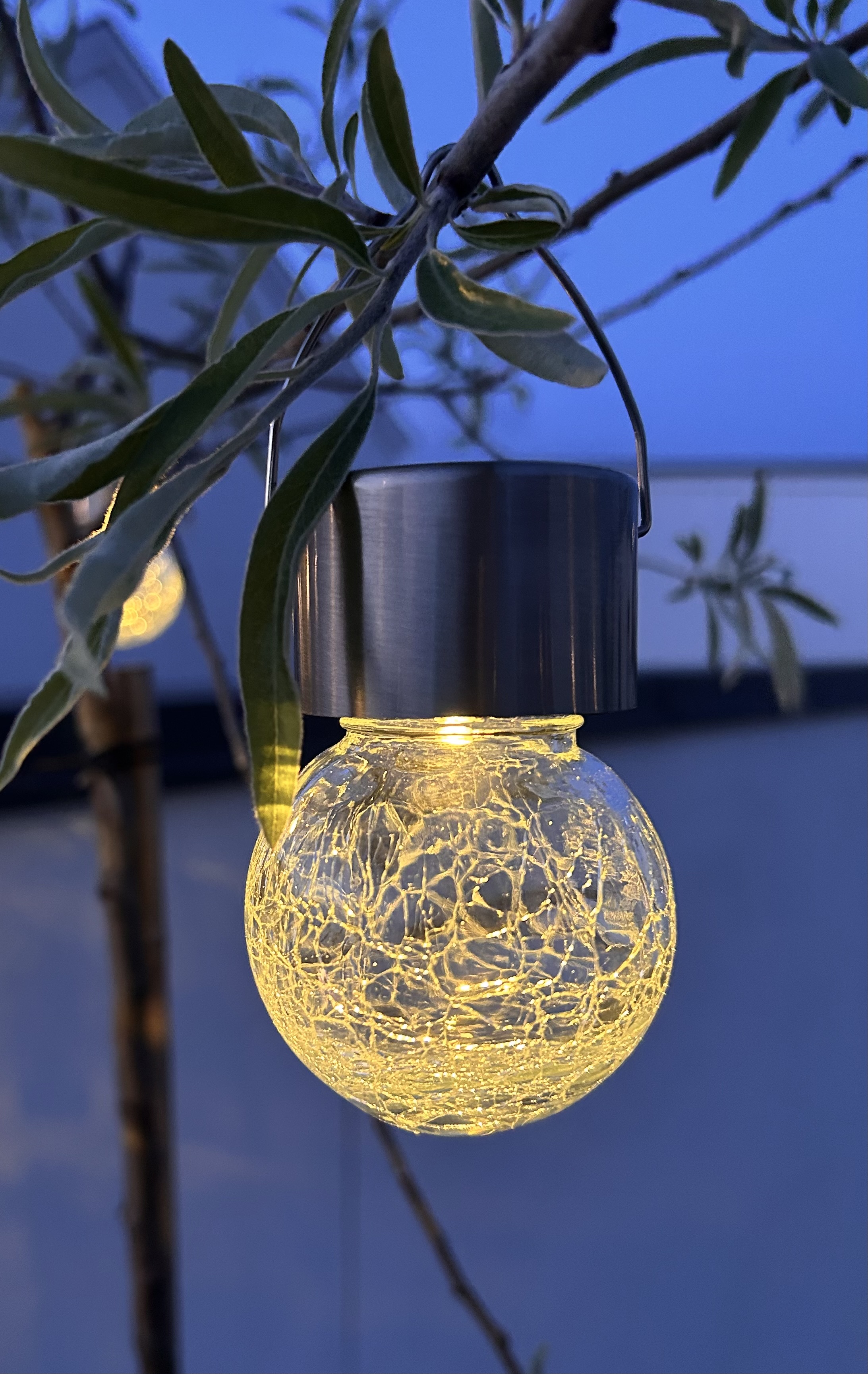 4-p solcellslampor Shiny med krackelerat glas 6 cm