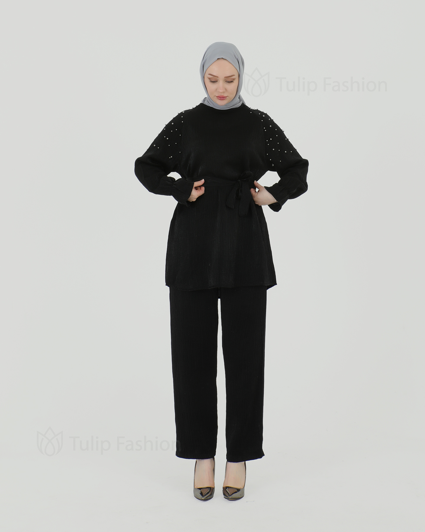 Tunic set with pants - Black