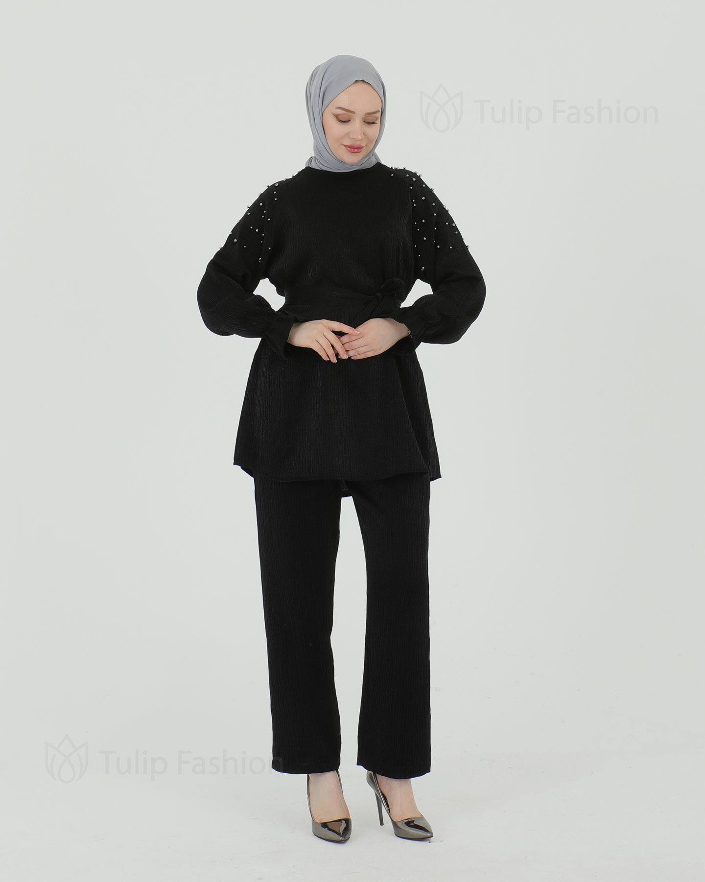 Tunic set with pants - Black - 4