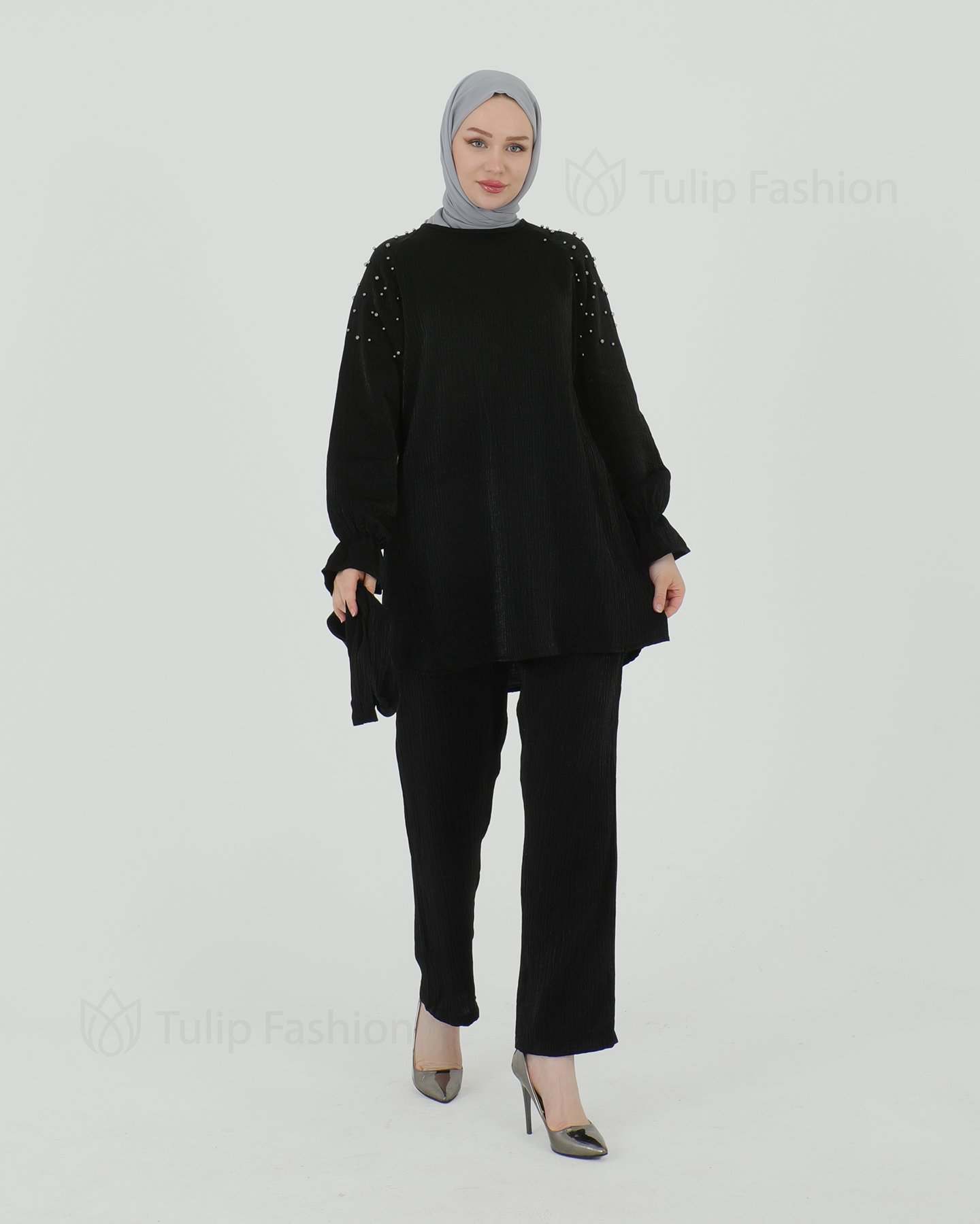 Tunic set with pants - Black - 7