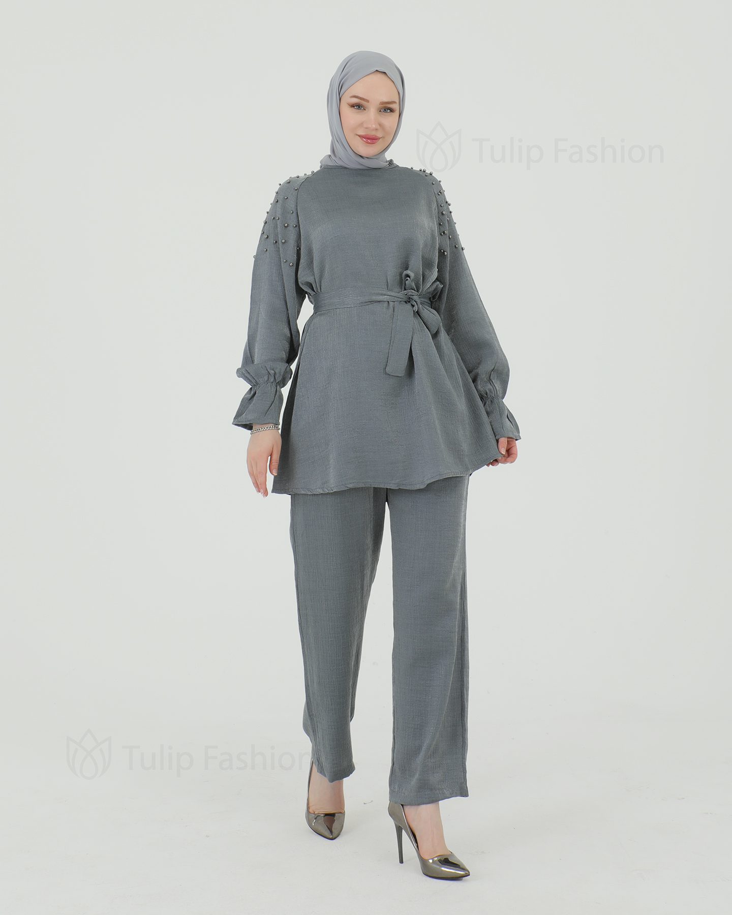 Tunic set with pants - Gray