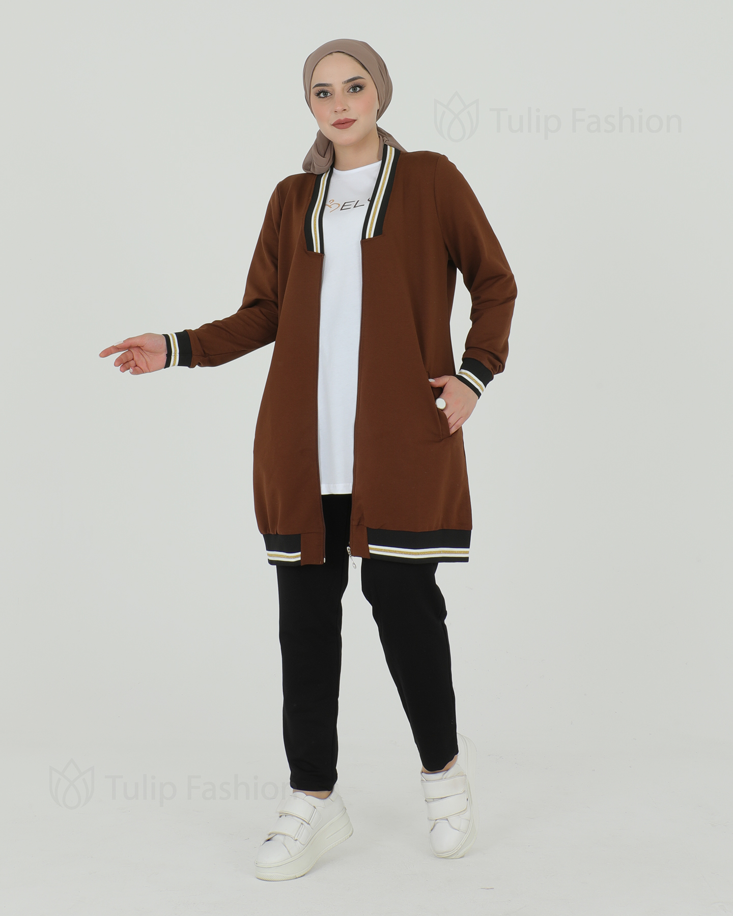 Cardigan set 3-piece - Brown