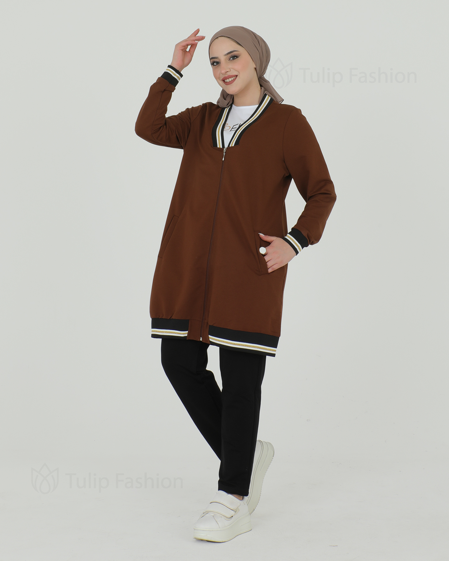 Cardigan set 3-piece - Brown - 3
