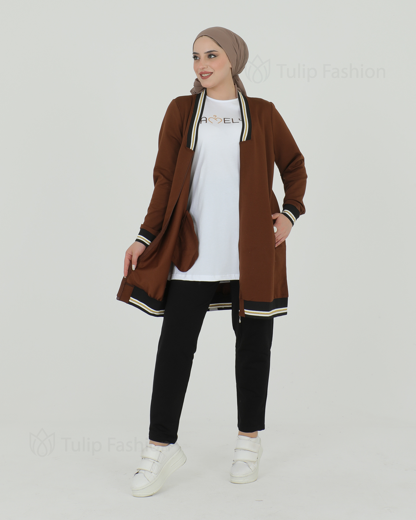 Cardigan set 3-piece - Brown - 2