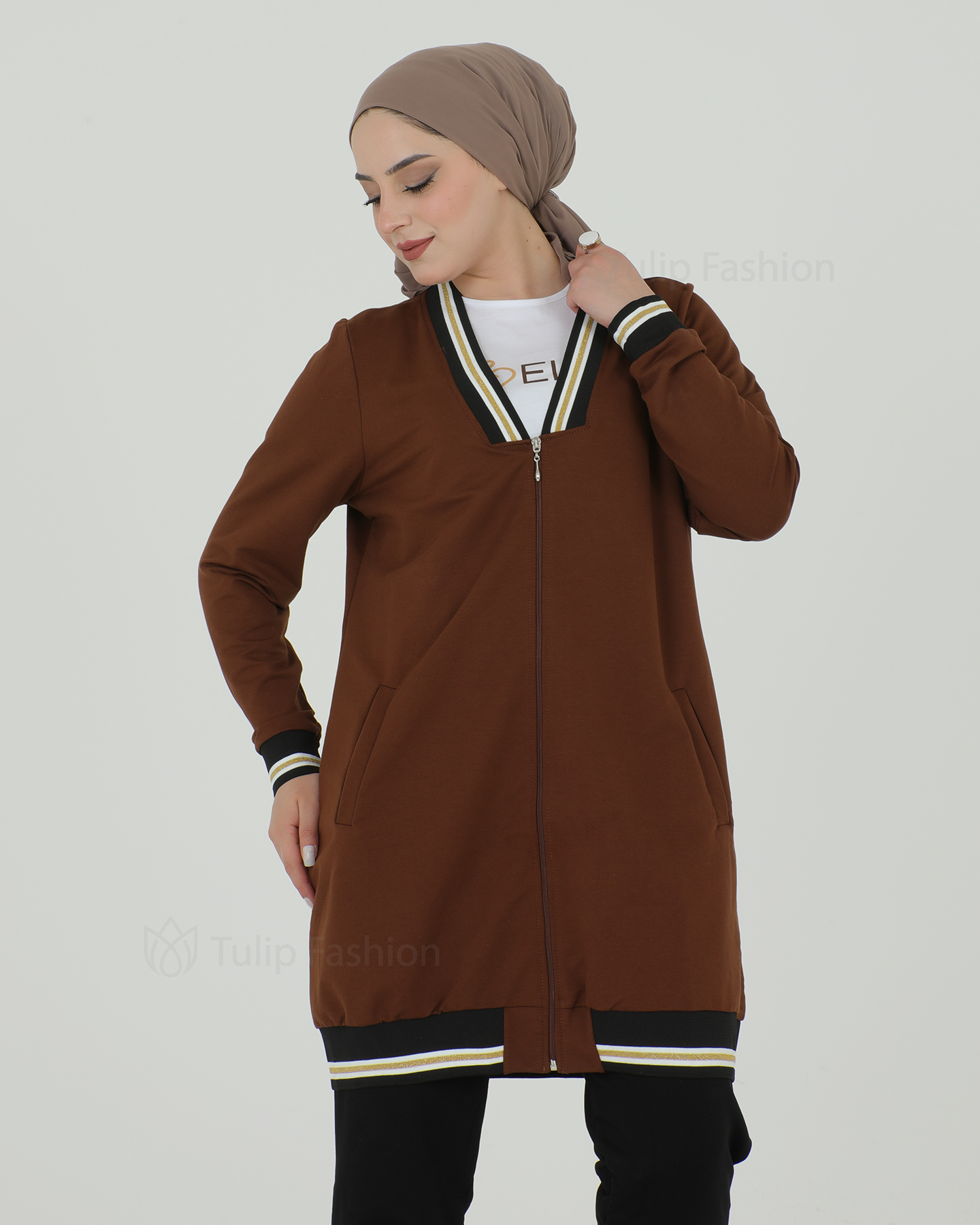 Cardigan set 3-piece - Brown - 4