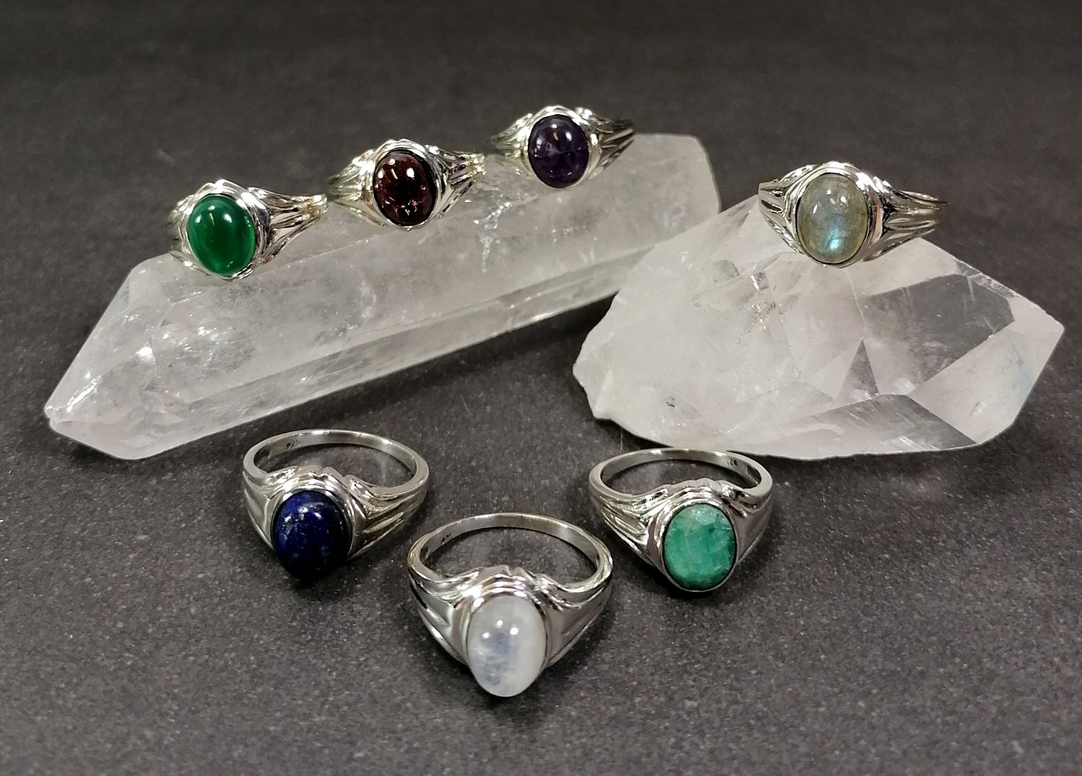 Silverring  - Cabochon i olika stenar