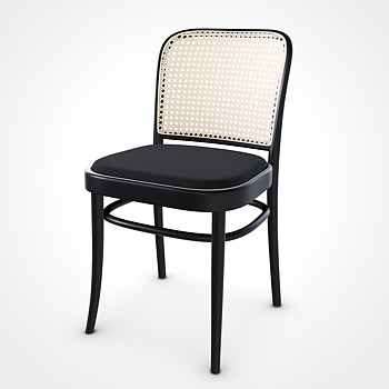 No. 811 Chair black/rattan/fabric seat  - Quickship