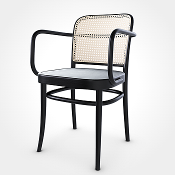 No. 811 Armchair black/rattan/wooden seat  - Quickship