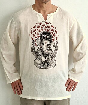 Långärmad Bomull Tröja  /Skjorta med Ganesha