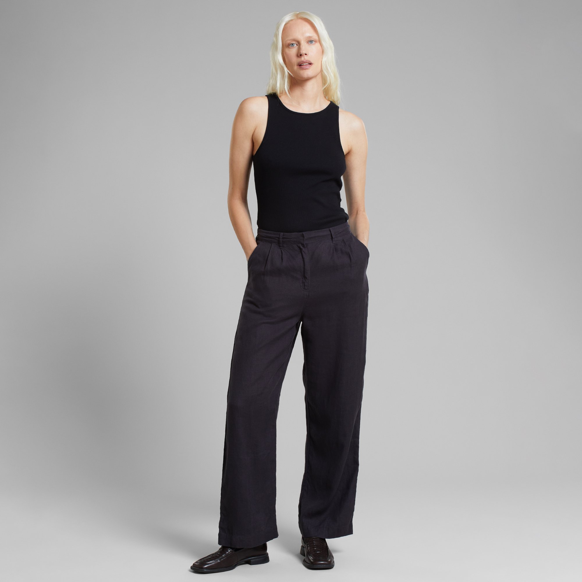 Pants Vickleby Linen Phantom Black
