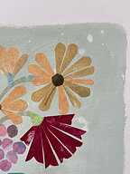Collage "Rosenskära och tulpaner" av Maria C Bernhardsson. Orginal utan ram. 70x50cm.