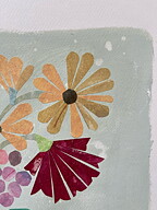 Collage "Rosenskära och tulpaner" av Maria C Bernhardsson. Orginal utan ram. 70x50cm.