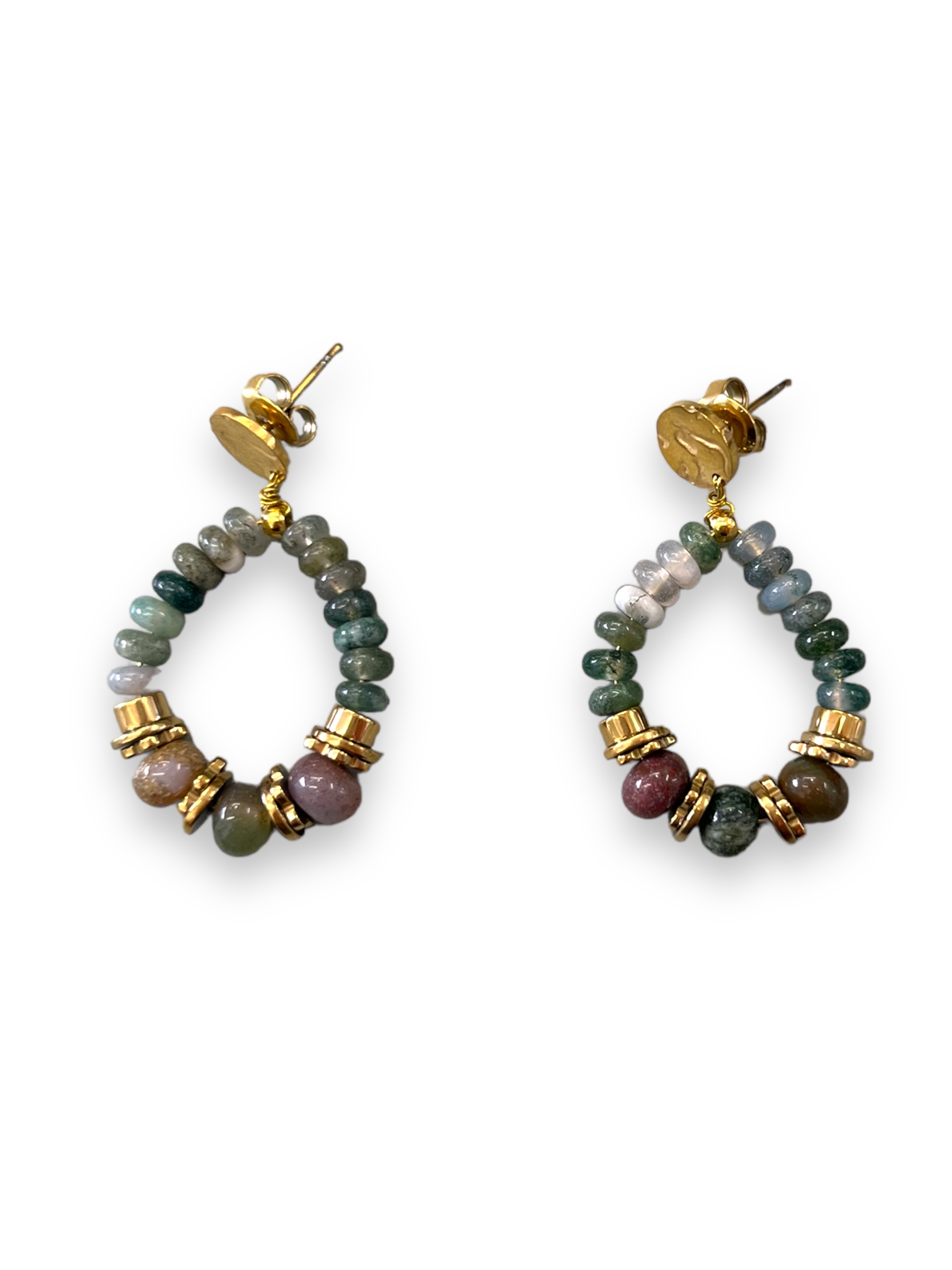 Earrings, jade green and purple - 2