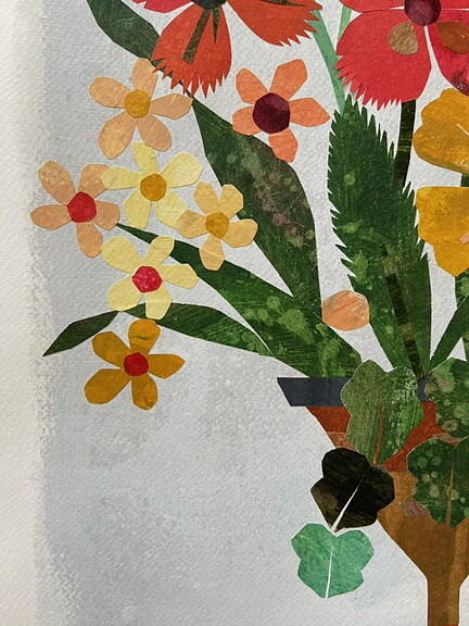 Collage "Höstbukett" av Maria C Bernhardsson. Orginal utan ram. 70x50cm.