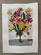 Collage "Höstbukett" av Maria C Bernhardsson. Orginal utan ram. 70x50cm.
