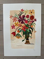 Collage "Solens blommor" av Maria C Bernhardsson. Orginal utan ram. 70x50cm.