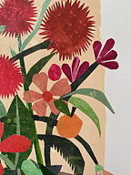 Collage "Solens blommor" av Maria C Bernhardsson. Orginal utan ram. 70x50cm.